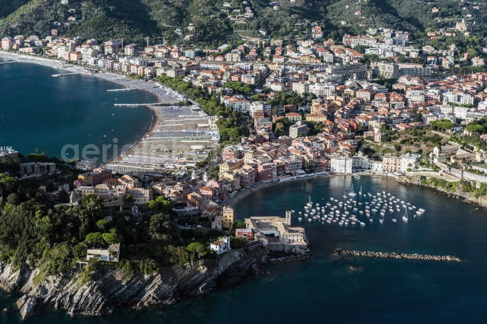 Aerial photograph Sestri Levante - View to the harbor and the old city Sestri Levante on the mediterranean coast in Liguria in Italy