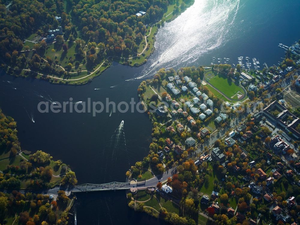 Potsdam from above - Overlooking the River Havel with the Glienicke Bridge in Potsdam in Brandenburg