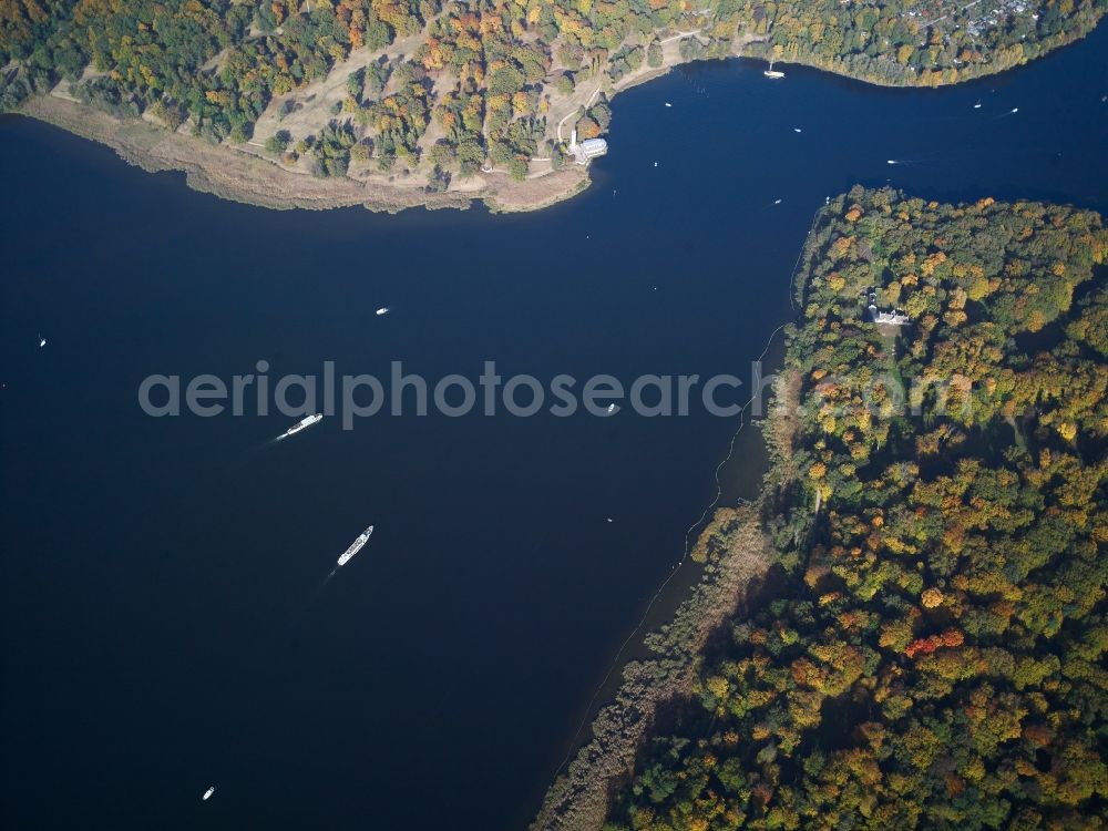 Aerial image Potsdam - View of the Church of the Redeemer, Sacrow, on the banks of the Havel in Potsdam in Brandenburg