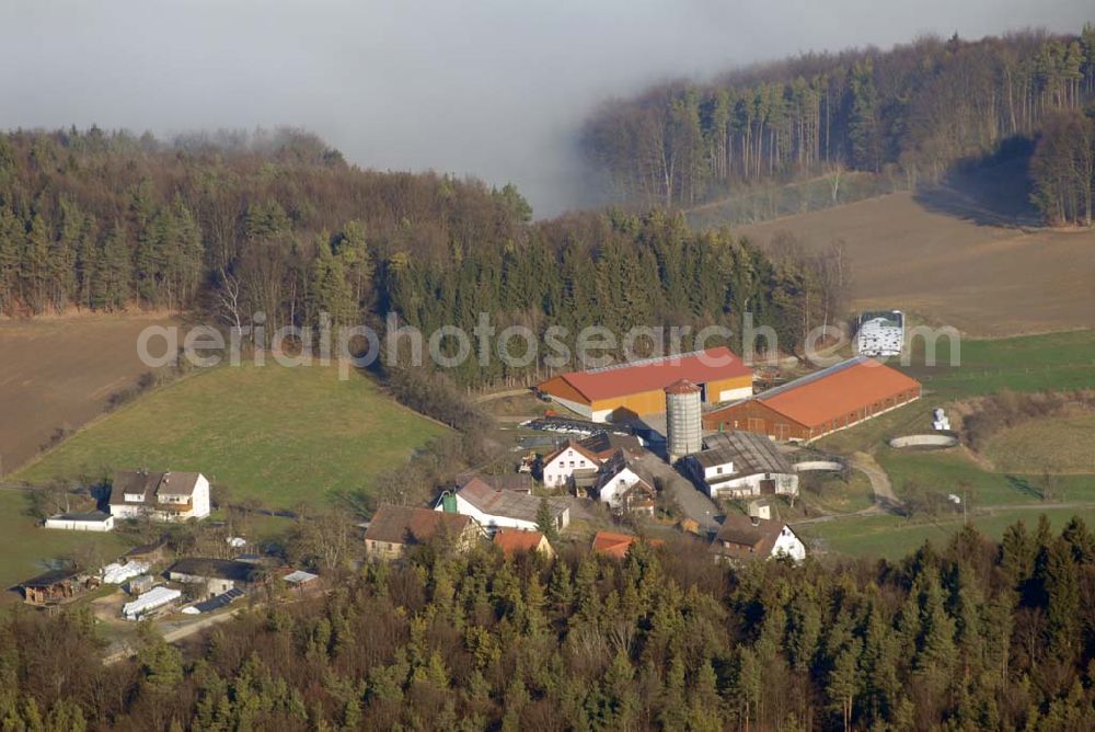 Hartenstein from above - , Blick auf Höflas, einem Ortsteil der Gemeinde Hartenstein. Landwirt: Hans-Walter Gerstacker, Höflas 1, 91235 Hartenstein, Tel: 09152/ 274