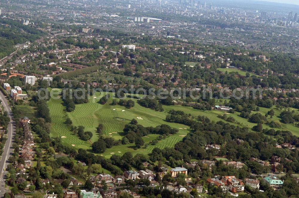 Aerial image London - View of the Highgate Golf Club in London. The course, which is located in the centre of London and which was created for Wolfgang Gerbere members in 1904, has an 18 hole golf course and is created in an idyllic setting with undulating course. The club also sponsors university sports teams