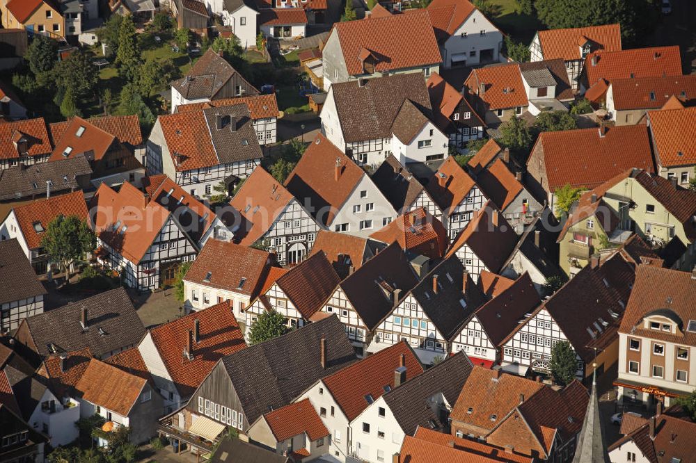 Aerial photograph Blomberg - View at living houses at Neue Turm street in the historic city centre of Blomberg