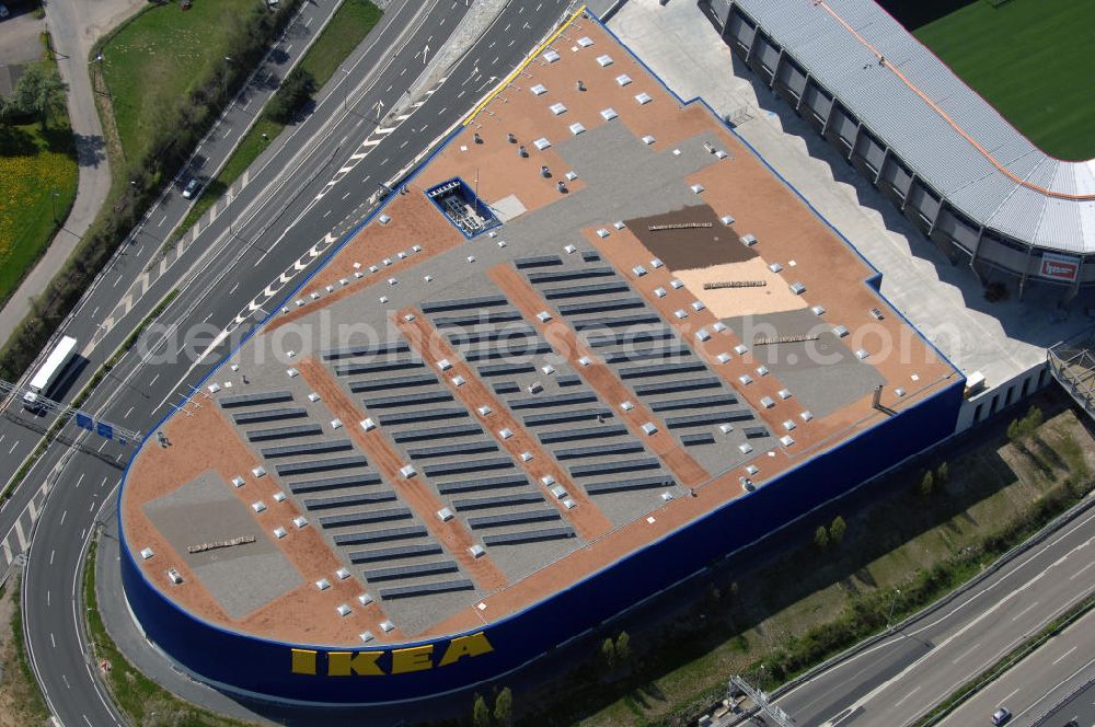 Aerial image St. Gallen - Blick auf das IKEA Einrichtungshaus St. Gallen / Schweiz neben dem Stadion AFG Arena. Adresse: IKEA AG, Niederlassung St. Gallen, Zürcherstrasse 460, CH-9015 St. Gallen