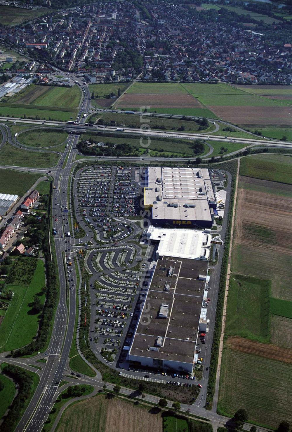 Aerial image Mannheim - Blick auf das IKEA Einrichtungshaus in Mannheim, Kontakt: IKEA Deutschland GmbH & Co. KG, Niederlassung Mannheim, Frankenthaler Straße 123, 68307 Mannheim