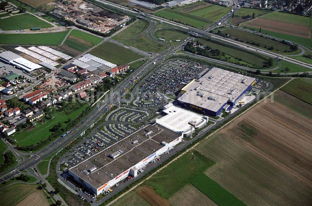 Aerial photograph Mannheim - Blick auf das IKEA Einrichtungshaus in Mannheim, Kontakt: IKEA Deutschland GmbH & Co. KG, Niederlassung Mannheim, Frankenthaler Straße 123, 68307 Mannheim