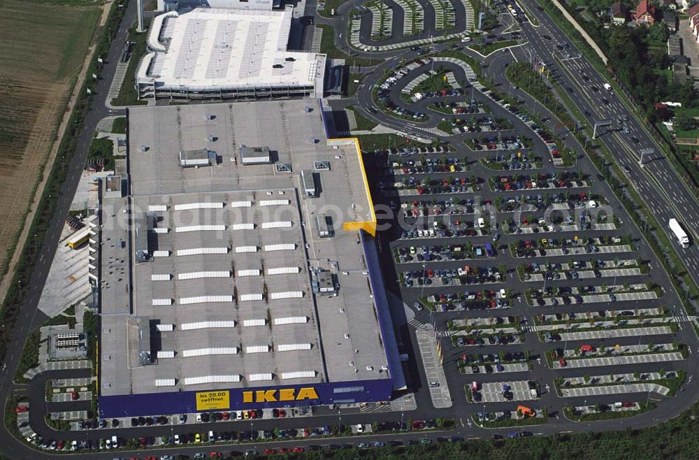 Aerial photograph Mannheim - Blick auf das IKEA Einrichtungshaus in Mannheim, Kontakt: IKEA Deutschland GmbH & Co. KG, Niederlassung Mannheim, Frankenthaler Straße 123, 68307 Mannheim