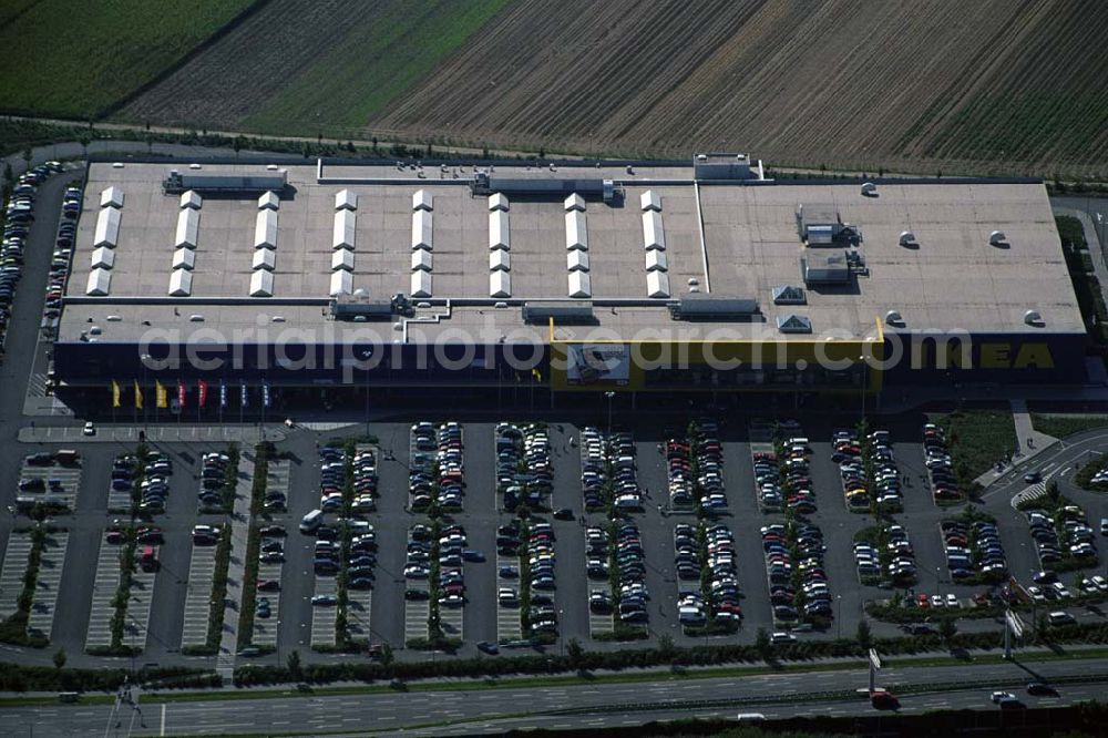 Aerial photograph Mannheim - Blick auf das IKEA Einrichtungshaus in Mannheim, Kontakt: IKEA Deutschland GmbH & Co. KG, Niederlassung Mannheim, Frankenthaler Straße 123, 68307 Mannheim