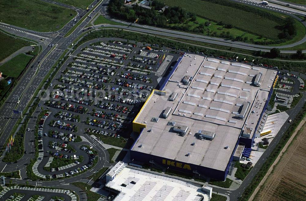 Aerial photograph Mannheim - Blick auf das IKEA Einrichtungshaus in Mannheim, Kontakt: IKEA Deutschland GmbH & Co. KG, Niederlassung Mannheim, Frankenthaler Straße 123, 68307 Mannheim