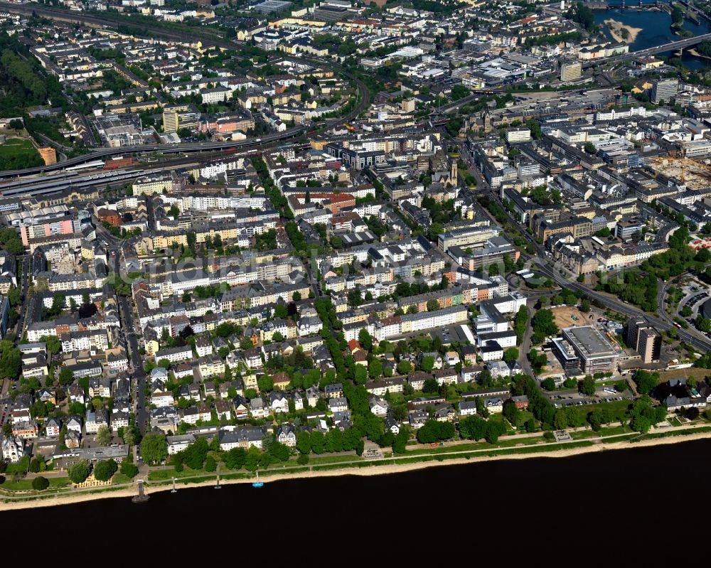 Koblenz from the bird's eye view: View of the city of Koblenz in Rhineland-Palatinate