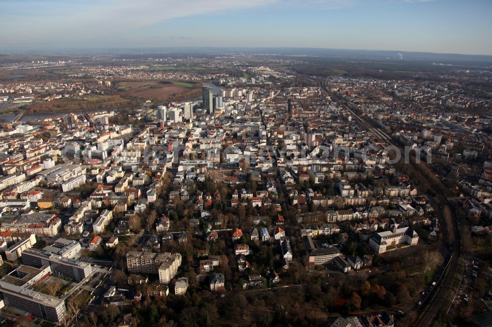 Aerial image Offenbach am Main - View of the city of Offenbach am Main. In the background the City Tower can be seen as striking building