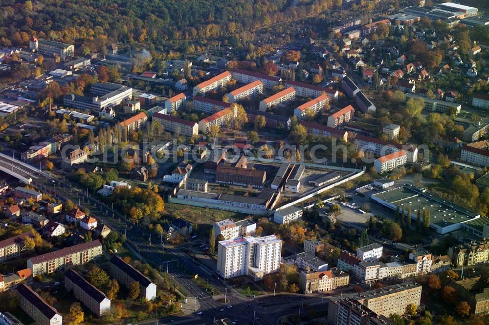 Cottbus / Brandenburg from the bird's eye view: 29.10.2005 Cottbus:Strafvollzugsanstalt Cottbus, Bautzener Straße