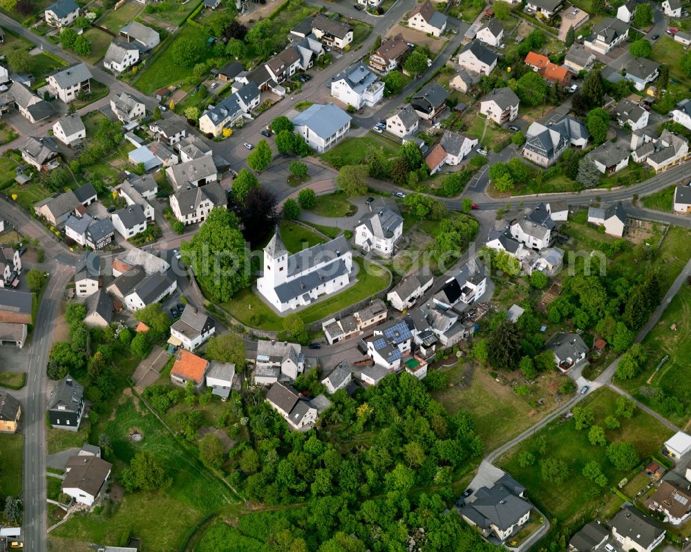 Aerial image Salz - View of the Catholic parish church of St. Adelphus in salt in the federal state of Rhineland-Palatinate. Salt is a municipality in the Westerwald district