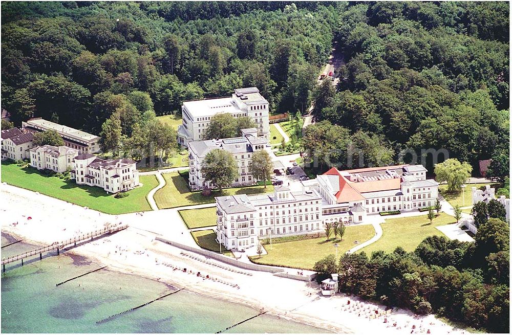 Aerial photograph Bad Doberan - Heiligendamm - Blick auf das Kempinski Grand Hotel Heiligendamm. Kontakt: Prof.-Dr.-Vogel-Straße 16-18, 18209 Bad Doberan - Heiligendamm, Tel. +49 (0) 38203 740-0, Fax: +49 (0) 38203 740-7474, E-mail: reservations.heiligendamm@kempinski.com