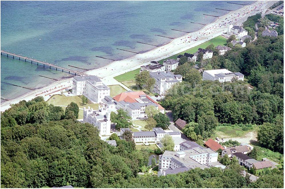 Bad Doberan - Heiligendamm from the bird's eye view: Blick auf das Kempinski Grand Hotel Heiligendamm. Kontakt: Prof.-Dr.-Vogel-Straße 16-18, 18209 Bad Doberan - Heiligendamm, Tel. +49 (0) 38203 740-0, Fax: +49 (0) 38203 740-7474, E-mail: reservations.heiligendamm@kempinski.com