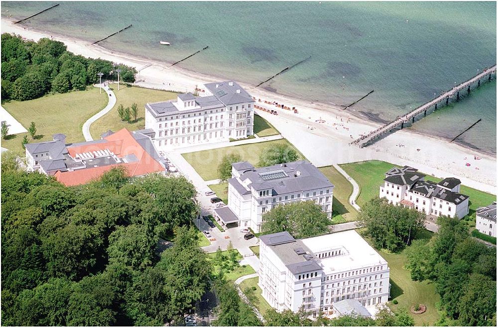 Bad Doberan - Heiligendamm from the bird's eye view: Blick auf das Kempinski Grand Hotel Heiligendamm. Kontakt: Prof.-Dr.-Vogel-Straße 16-18, 18209 Bad Doberan - Heiligendamm, Tel. +49 (0) 38203 740-0, Fax: +49 (0) 38203 740-7474, E-mail: reservations.heiligendamm@kempinski.com