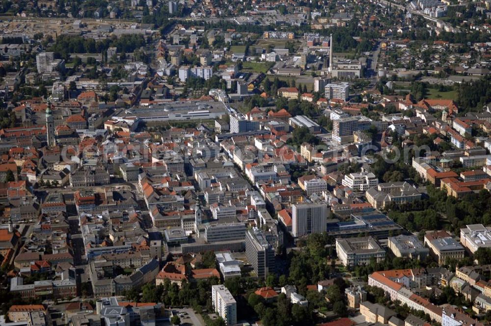 Aerial photograph Klagenfurt - Seit 3. Juli 2007 Klagenfurt am Wörthersee, ist die Landeshauptstadt des Bundeslandes Kärnten in Österreich. Rechts mittig ragt der Klagenfurter Dom heraus. In dessen Nähe befindet sich das Messegelände. Klagenfurt 2007/07/14 Since July 3, 2007 Klagenfurt am Wörthersee, is the capital of the federal state of Carinthia (German Kärnten), in Austria. On the right border of the picture is the Cathedral and the fairground.