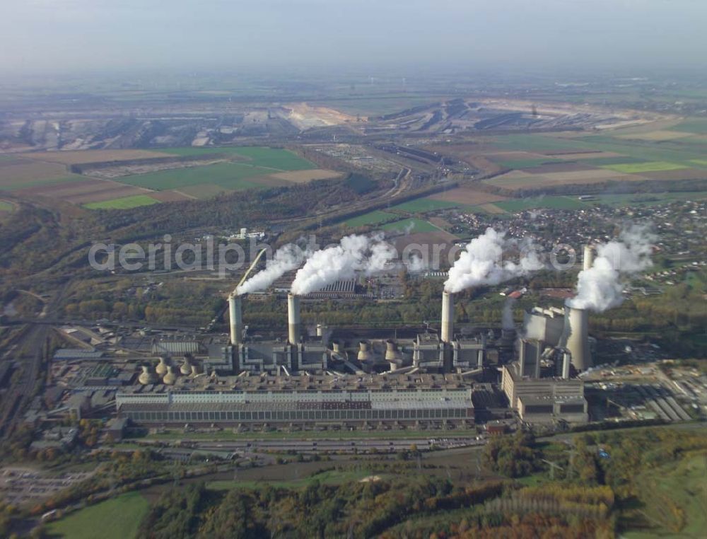 Grevenbroich (NRW) from the bird's eye view: Blick auf das Kraftwerk Grevenbroich der RWE RWE Energy AG; Rheinlanddamm 24; 44139 Dortmund Postadresse 44047 Dortmund; Tel: +49(0)231/438-02; Fax:+49(0)231/438-3182