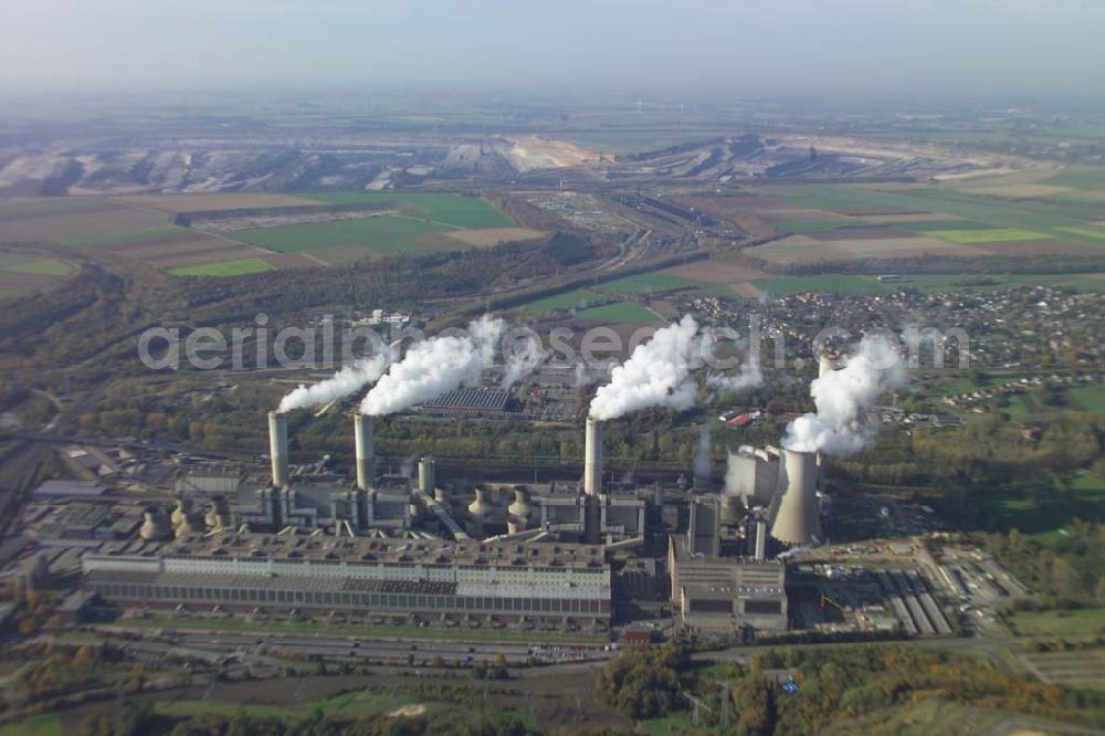 Aerial image Grevenbroich (NRW) - Blick auf das Kraftwerk Grevenbroich der RWE RWE Energy AG; Rheinlanddamm 24; 44139 Dortmund Postadresse 44047 Dortmund; Tel: +49(0)231/438-02; Fax:+49(0)231/438-3182