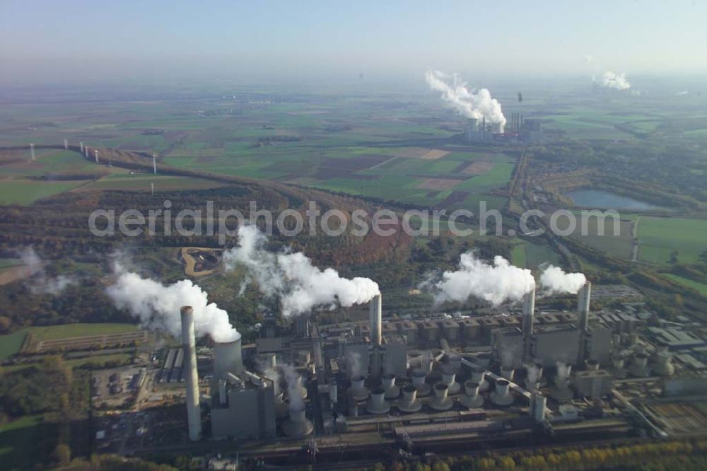 Aerial image Grevenbroich (NRW) - Blick auf das Kraftwerk Grevenbroich der RWE RWE Energy AG; Rheinlanddamm 24; 44139 Dortmund Postadresse 44047 Dortmund; Tel: +49(0)231/438-02; Fax:+49(0)231/438-3182