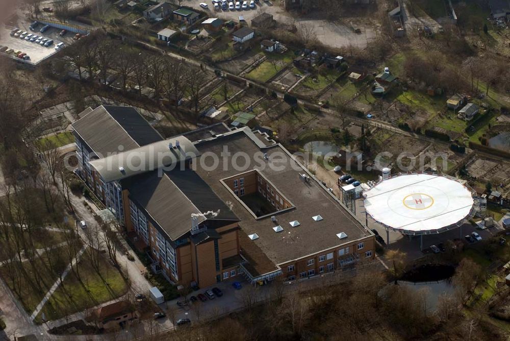 Aerial image Bernau - ; Blick auf das Krankenhaus und Herzzentrum in Bernau;Evangelisch- Freikirchliches Krankenhaus und Herzzentrum Brandenburg; Ladeburger Straße 17; 16321 Bernau; Tel.:03338/6940;