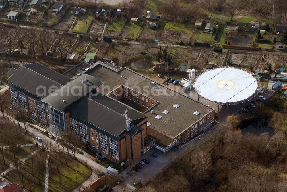 Bernau from above - ; Blick auf das Krankenhaus und Herzzentrum in Bernau;Evangelisch- Freikirchliches Krankenhaus und Herzzentrum Brandenburg; Ladeburger Straße 17; 16321 Bernau; Tel.:03338/6940;