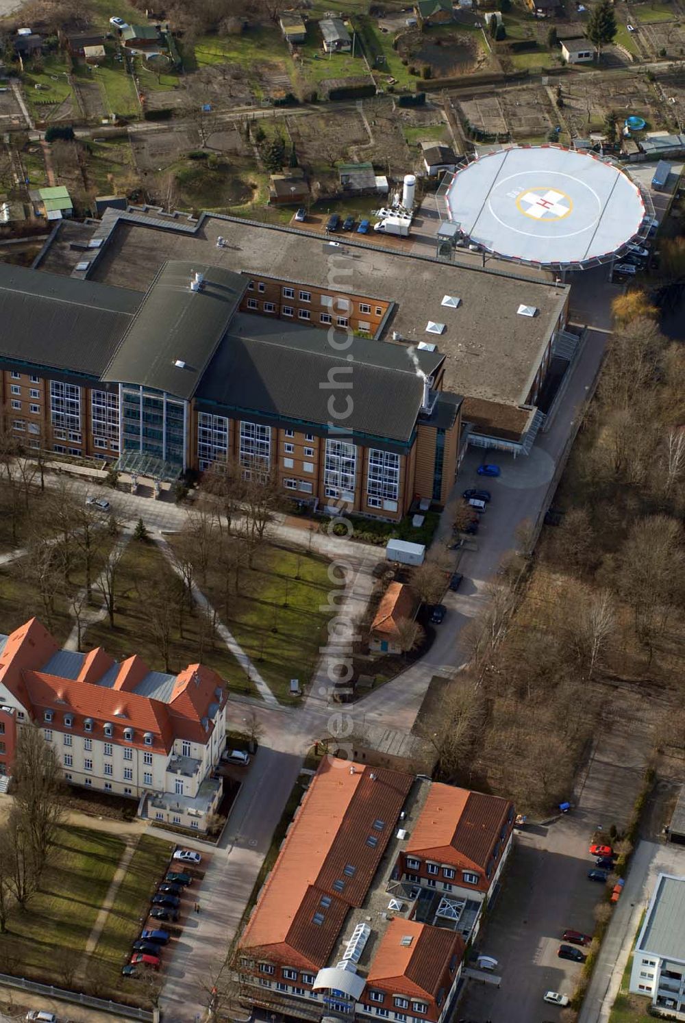 Bernau from the bird's eye view: ; Blick auf das Krankenhaus und Herzzentrum in Bernau;Evangelisch- Freikirchliches Krankenhaus und Herzzentrum Brandenburg; Ladeburger Straße 17; 16321 Bernau; Tel.:03338/6940;