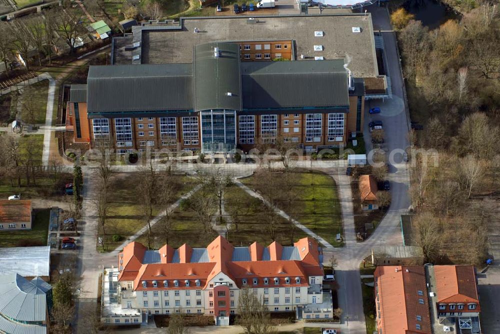 Aerial image Bernau - ; Blick auf das Krankenhaus und Herzzentrum in Bernau;Evangelisch- Freikirchliches Krankenhaus und Herzzentrum Brandenburg; Ladeburger Straße 17; 16321 Bernau; Tel.:03338/6940;