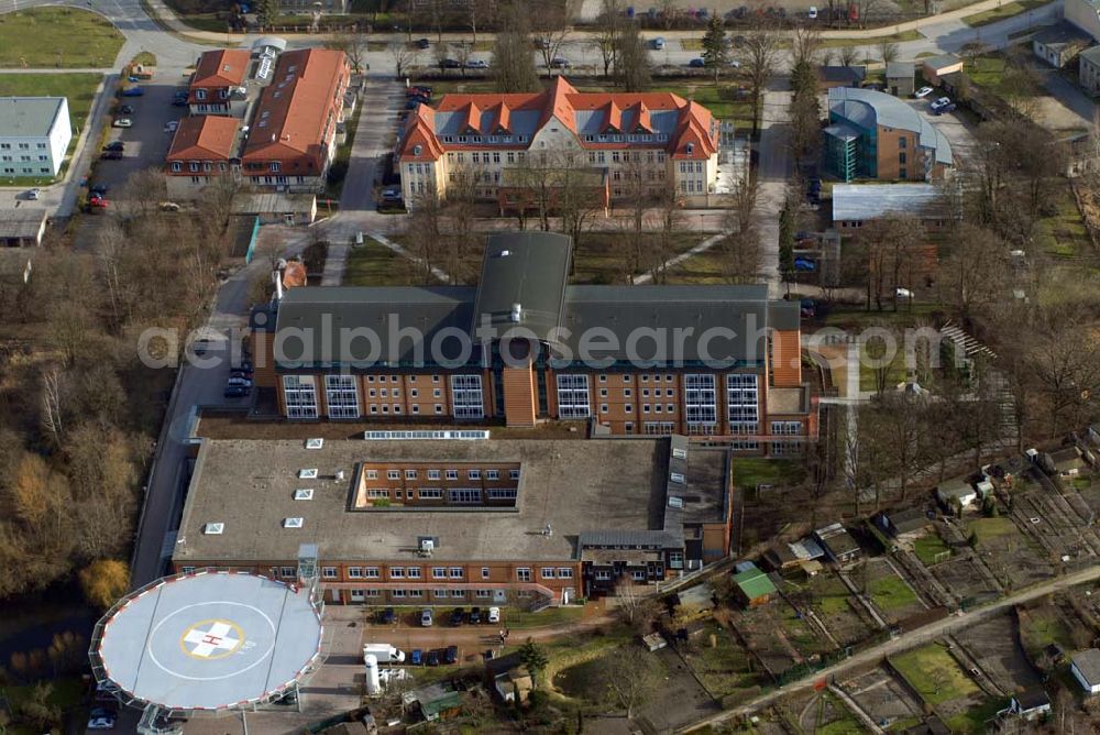 Bernau from above - ; Blick auf das Krankenhaus und Herzzentrum in Bernau; Evangelisch- Freikirchliches Krankenhaus und Herzzentrum Brandenburg; Ladeburger Straße 17; 16321 Bernau; Tel.:03338/6940;