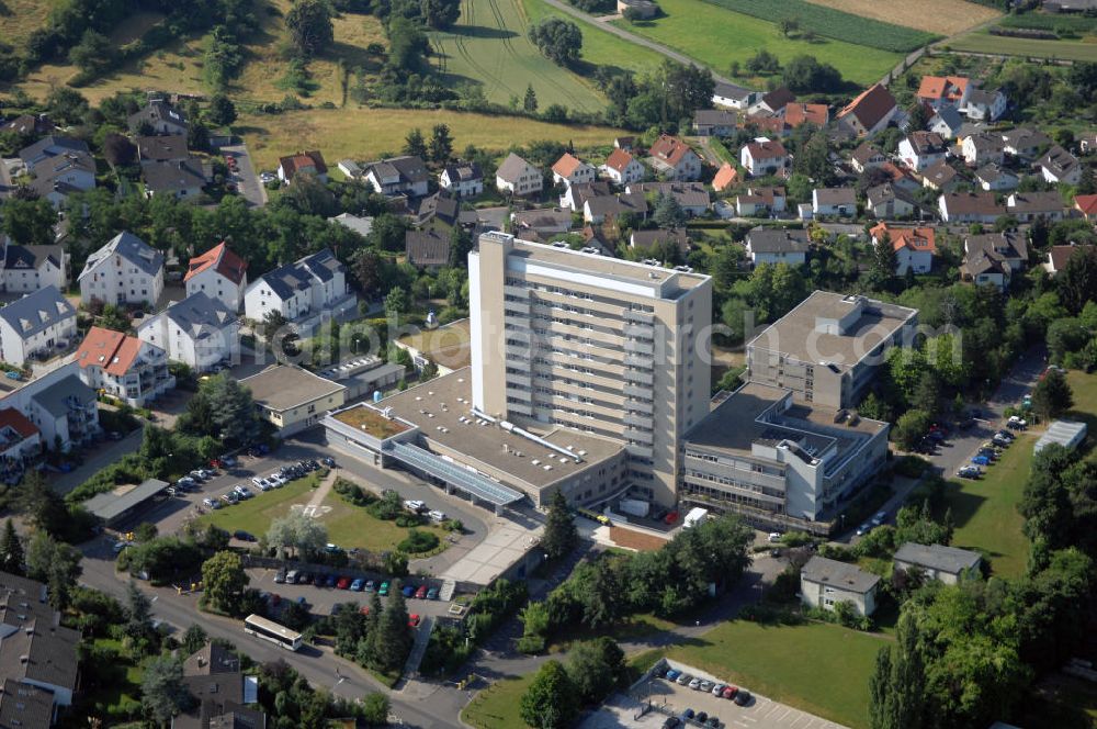 Aerial photograph Groß-Umstadt - Blick auf die Kreisklinik in Groß-Umstadt. Es ist ein Krankenhaus der Grund- und Regelversorgung. Es wurde 1968 in Betrieb genommen und stellt 289 Betten bereit. Adresse: Krankenhausstr.11, 64823 Groß-Umstadt, Tel. +49 (0)6078 79 0, Fax +49 (0)6078 79 349, Email betriebleitung@kreiskliniken-dadi.de