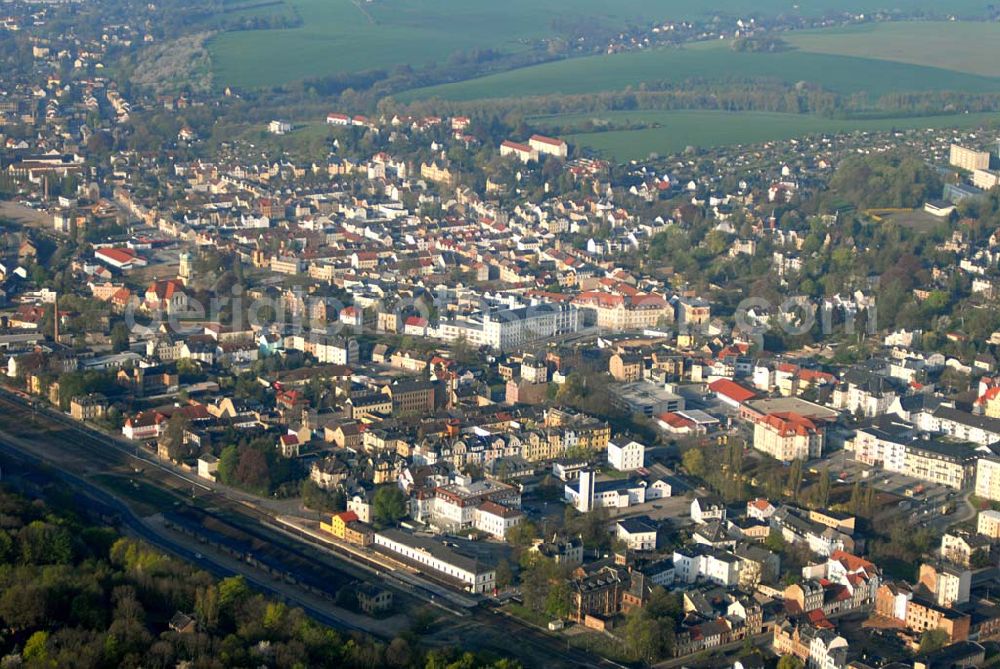 Crimmitschau (Sachsen) from above - Blick auf die Kreisstadt Crimmitschau im Westen Sachsens an der thüringischen Grenze (Landkreis Zwickauer Land)