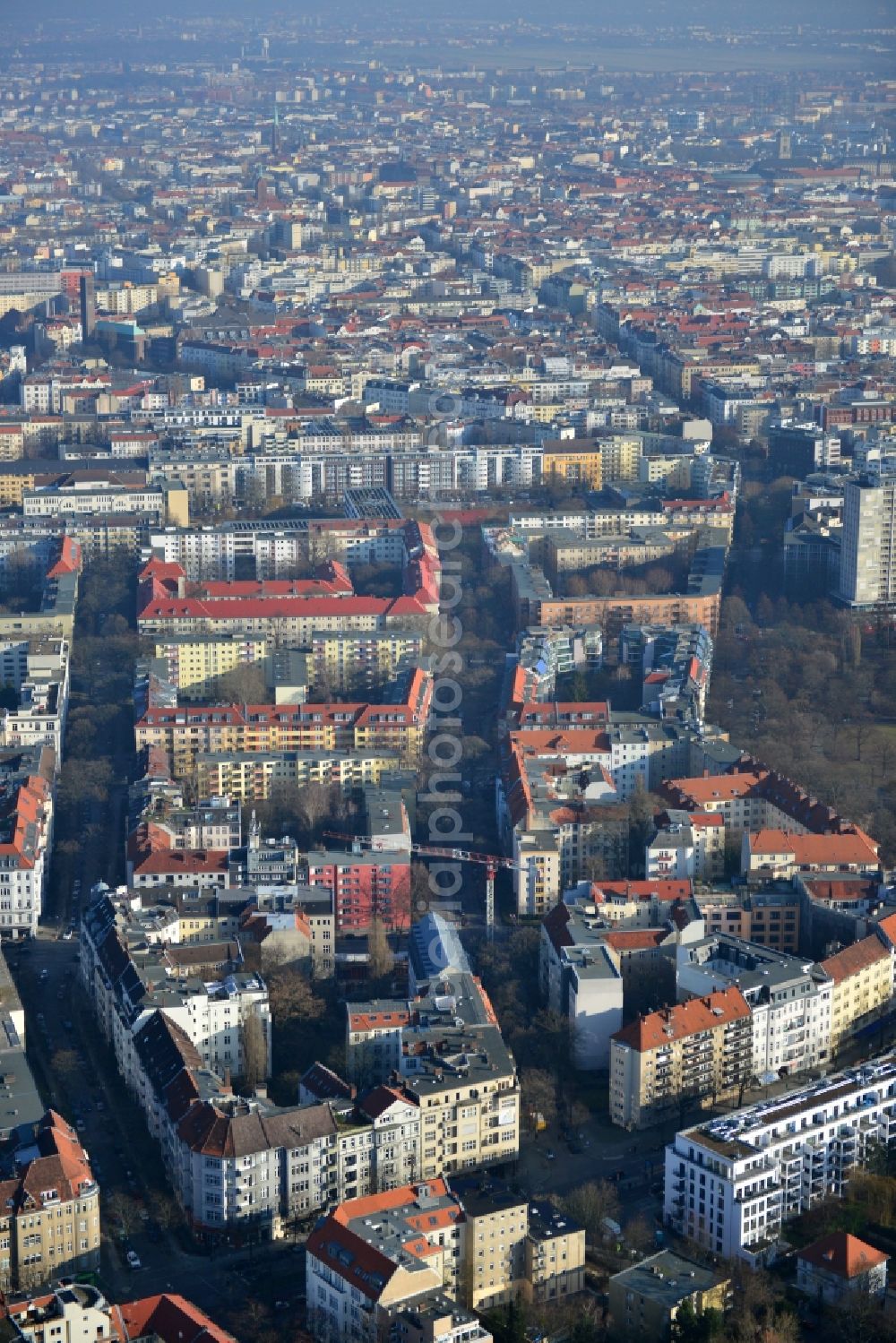 Aerial photograph Berlin - Overlooking the Kurfuerstendamm and the Hohenzollerndamm in Berlin