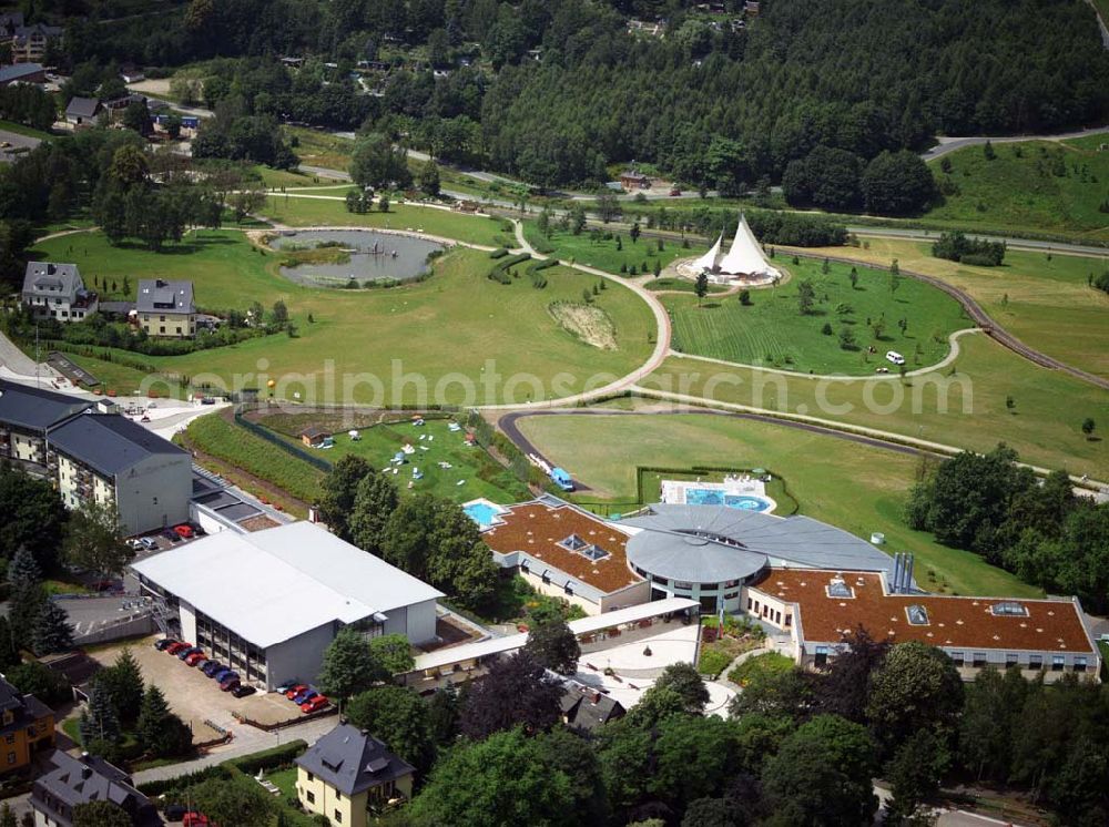 Aerial photograph Bad Schlema - Blick auf de Kurpark in Bad Schlema, Kontakt:Kurgesellschaft Schlema mbH, Richard-Friedrich-Boulevard 7, 08301 Schlema/Erzgebirge, Tel.: 0 37 71/21 55 09, kurinfo@bad-schlema.de,