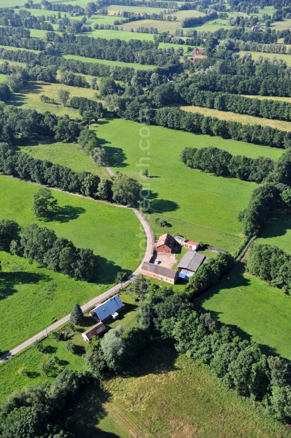 Sophiendorf from above - View of landscape in the district Sophiendorf of the village Breddin in Brandenburg