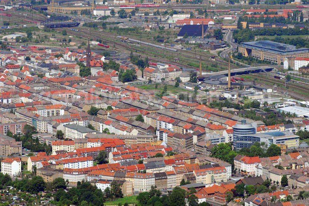 Leipzig from the bird's eye view: Blick auf das Leipziger Stadtzentrum, rechts der Leipziger Hauptbahnhof.