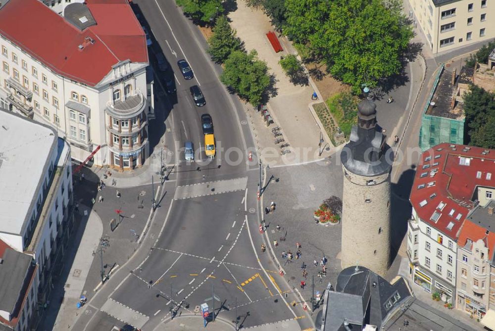 Aerial photograph Halle/Saale - Blick auf den Leipziger Turm in Halle