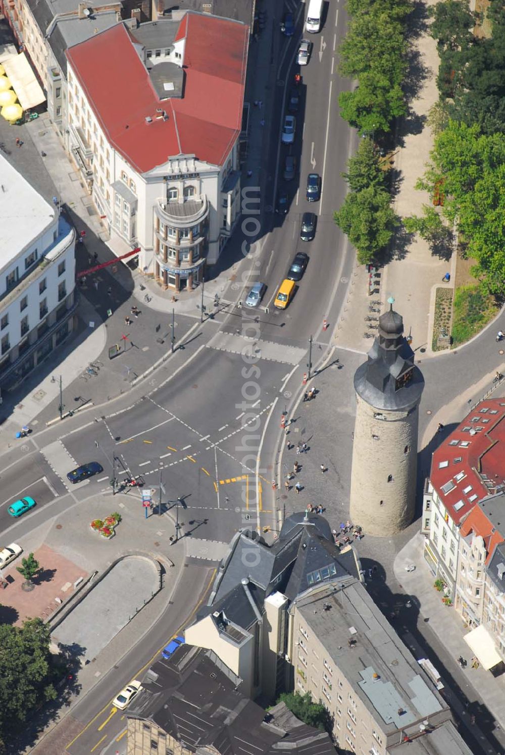 Halle/Saale from above - Blick auf den Leipziger Turm in Halle