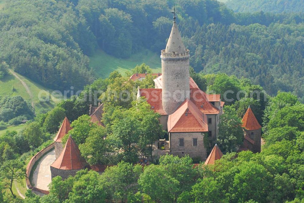 Seitenroda from the bird's eye view: Blick auf die Leuchtenburg in Seitenroda bei Kahla im Thüringer Wald. Kontakt: Museum Leuchtenburg, 07768 Seitenroda, Tel: +49-36424-22 258