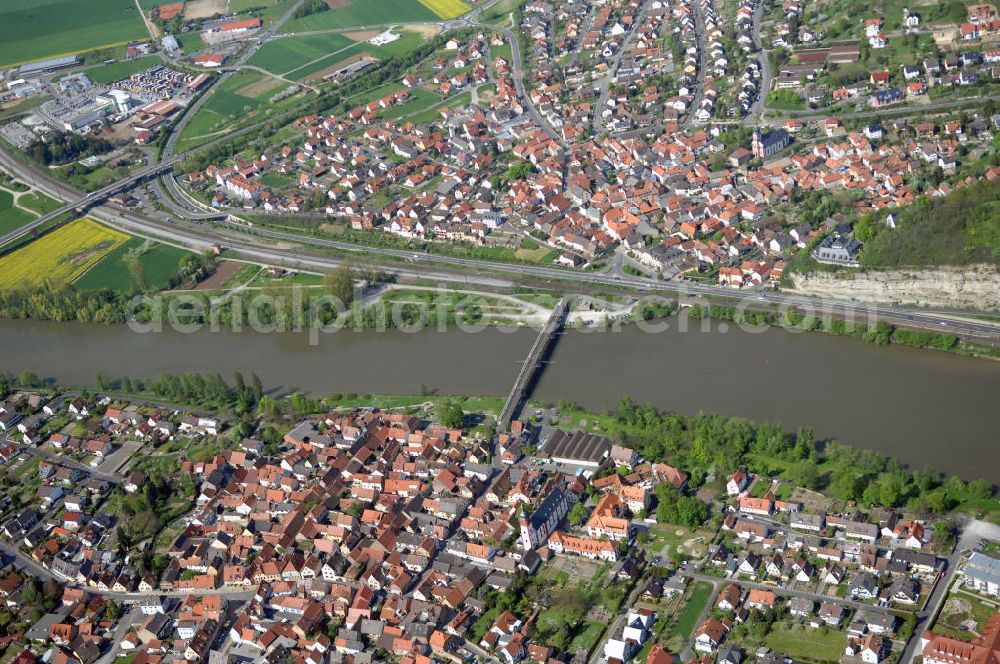 Zellingen from the bird's eye view: Blick auf die Marktgemeinde Zellingen. Die 6500 Einwohner zählende Stadt liegt am Main. Kontakt: Markt Zellingen, Würzburger Straße 26, 97225 Zellingen, Tel. +49 (0)9364 8072 0, Fax +49 (0)9364 8072 80, Email post@vgem-zellingen.de