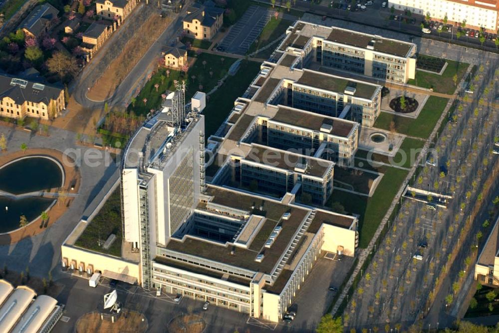 Leipzig from the bird's eye view: Blick auf das MDR-Gelände an der Richard-Lehmann-Straße in Leipzig. Kontakt: MITTELDEUTSCHER RUNDFUNK, Anstalt des Öffentlichen Rechts, Kantstr. 71 - 73, D-04275 Leipzig, Telefon: 0341-3000, E-Mail: neue-medien@mdr.de,