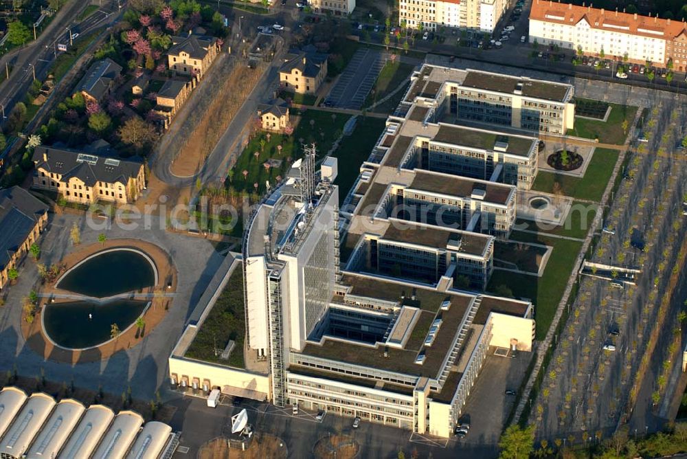 Aerial image Leipzig - Blick auf das MDR-Gelände an der Richard-Lehmann-Straße in Leipzig. Kontakt: MITTELDEUTSCHER RUNDFUNK, Anstalt des Öffentlichen Rechts, Kantstr. 71 - 73, D-04275 Leipzig, Telefon: 0341-3000, E-Mail: neue-medien@mdr.de,