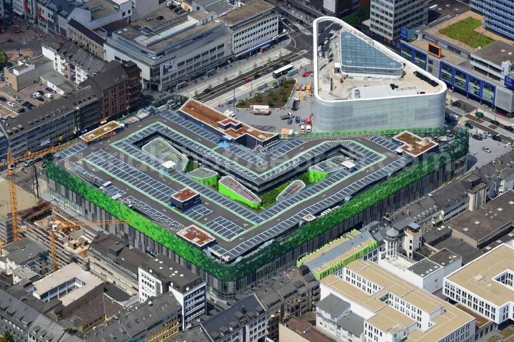 Koblenz from the bird's eye view: View of the new shopping center and cultural building Forum Middle Rhine in the central square in Koblenz. The shopping center, which is scheduled to open in September 2012, was designed by the architectural firm Benthem Crouwel, is being built by the Züblin AG and operated by the ECE Project Management. The cultural building, scheduled to open in 2013, is going to be a new home for the Middle Rhine Museum and the city library of Koblenz