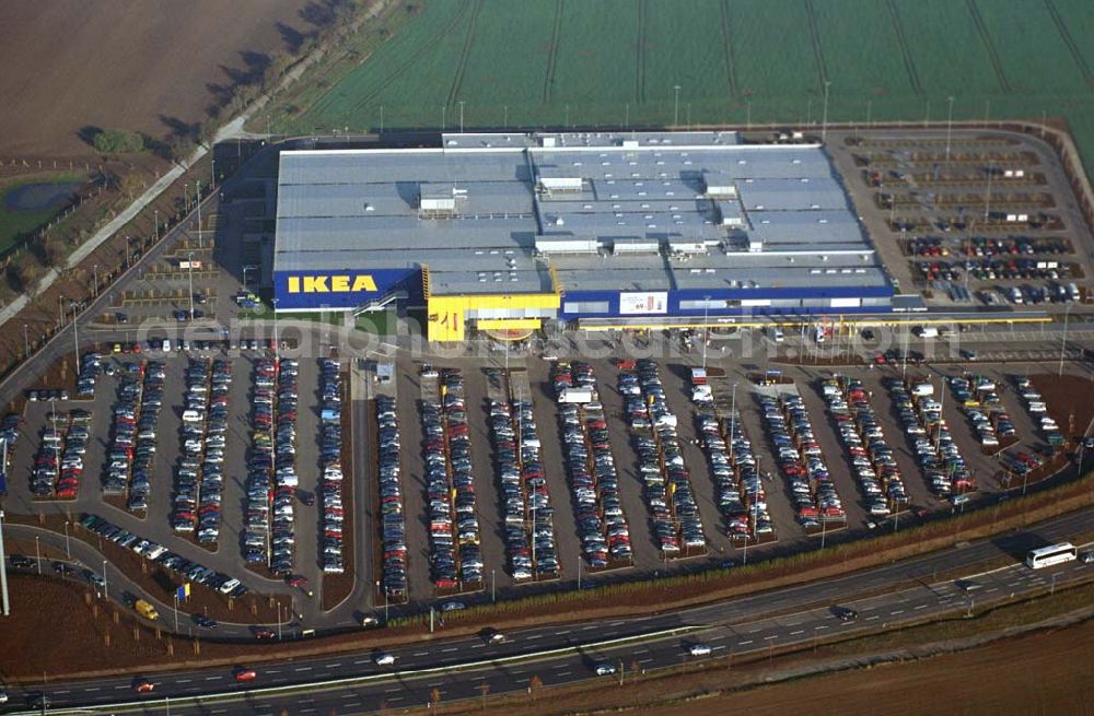 Aerial image Erfurt (Thüringen) - Blick auf das neu erröffnete IKEA-Einrichtungshaus in Erfurt Adresse: IKEA Deutschland GmbH & Co. KG ;Niederlassung Erfurt Eisenacher Straße 50; 99094 ERFURT