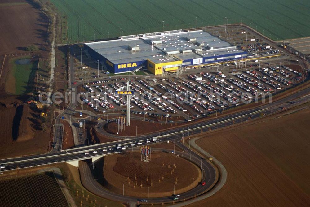 Aerial image Erfurt (Thüringen) - Blick auf das neu erröffnete IKEA-Einrichtungshaus in Erfurt Adresse: IKEA Deutschland GmbH & Co. KG ;Niederlassung Erfurt Eisenacher Straße 50; 99094 ERFURT