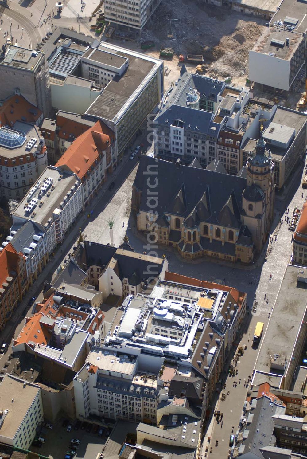 Leipzig from above - Nikolaikirche in Leipzig; Evang.-Luth. Kirchenvorstand St. Nikolai-St. Johannis Leipzig; Verantwortlich: Pfarrer Christian Führer; Nikolaikirchhof 4, 04109 Leipzig; Tel: 0341 9605270; Fax: 0341 9605661; e-mail: pfarramt@nikolaikirche-leipzig.de; Achim Walder: