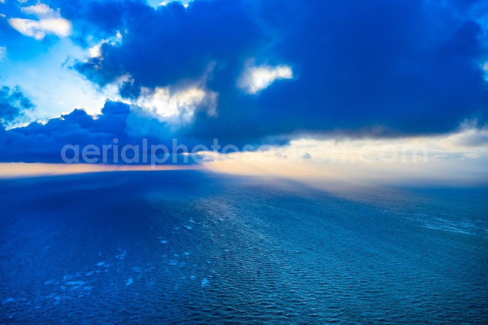 Aerial image Norddorf - View of the North Sea sunset with clouds in the state of Schleswig-Holstein, Germany