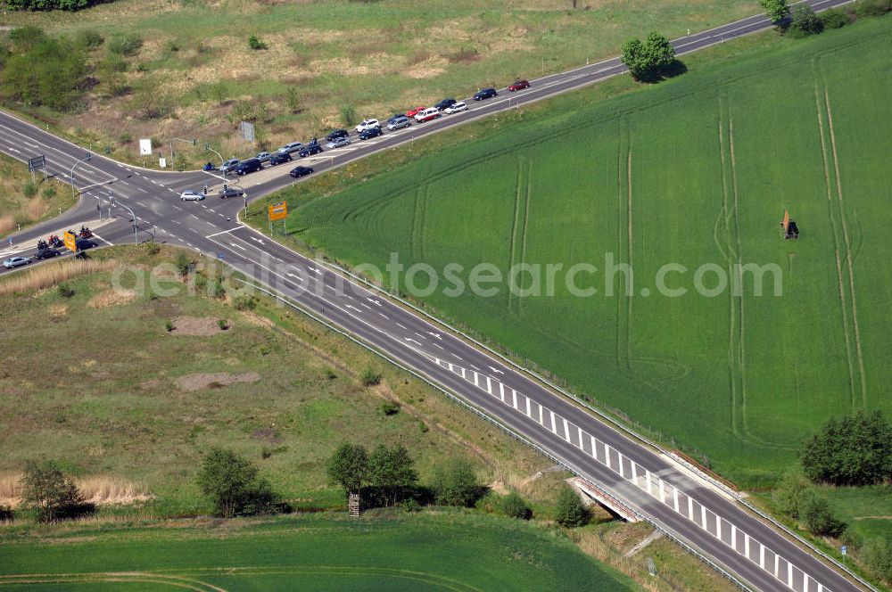 Aerial image BAD FREIENWALDE - Blick auf die Ortsumfahrung der Bundesstrasse B 167 nördlich von Bad Freienwalde. Landesbetrieb Straßenwesen Brandenburg (