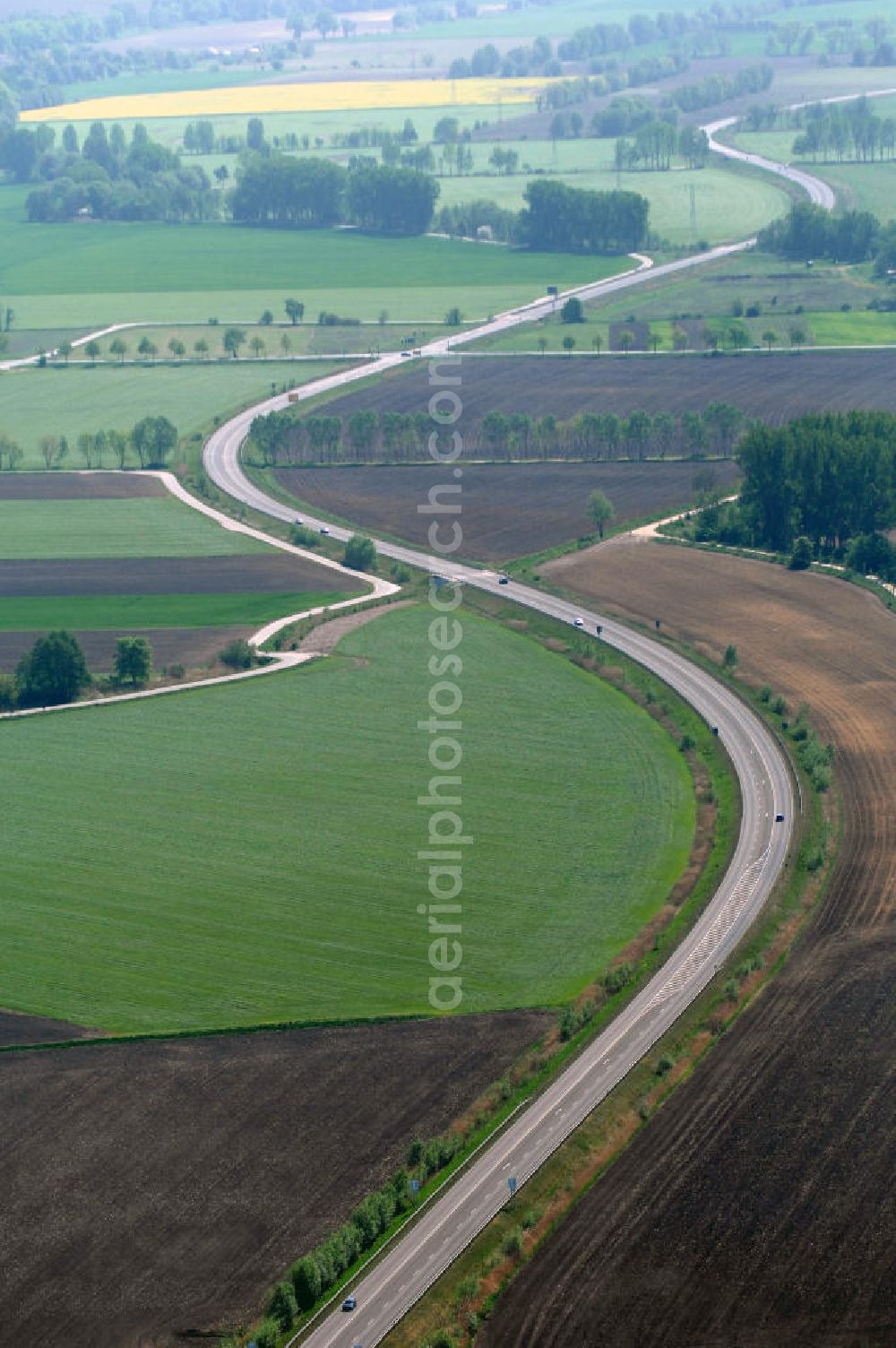 Aerial image BAD FREIENWALDE - Blick auf die Ortsumfahrung der Bundesstrasse B 167 nördlich von Bad Freienwalde. Landesbetrieb Straßenwesen Brandenburg (