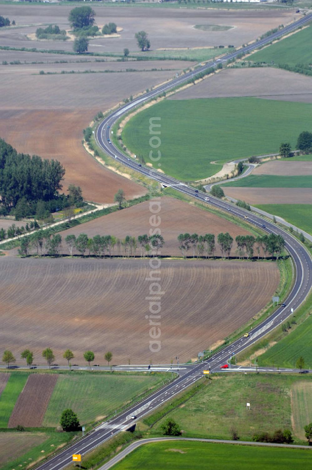 Aerial image BAD FREIENWALDE - Blick auf die Ortsumfahrung der Bundesstrasse B 167 nördlich von Bad Freienwalde. Landesbetrieb Straßenwesen Brandenburg (