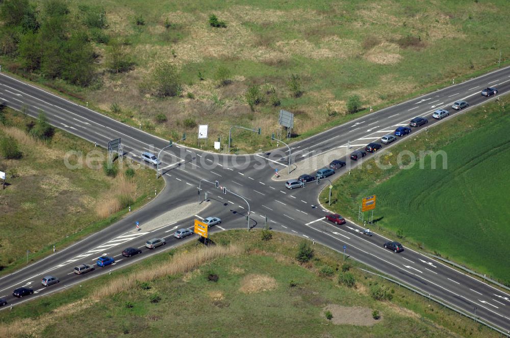 Aerial photograph BAD FREIENWALDE - Blick auf die Ortsumfahrung der Bundesstrasse B 167 nördlich von Bad Freienwalde. Landesbetrieb Straßenwesen Brandenburg (