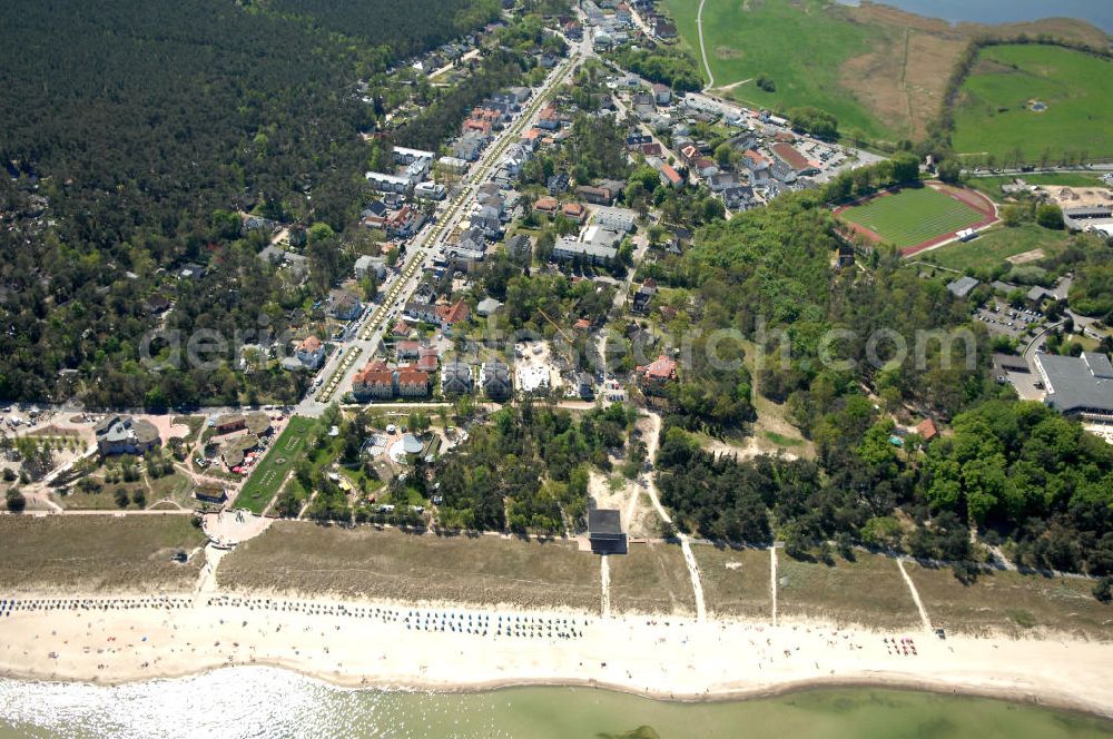 Aerial image Ostseebad Baabe - Blick auf das Ostseebad Baabe mit dem Gelände vom Flair Hotel Haus Lindequist im Vordergrund. Kontakt: Von Lindequist Weg 1, 18589 Ostseebad Sellin, Tel. 038303 950-0, Fax -35, E-mail: info@haus-lindequist.de